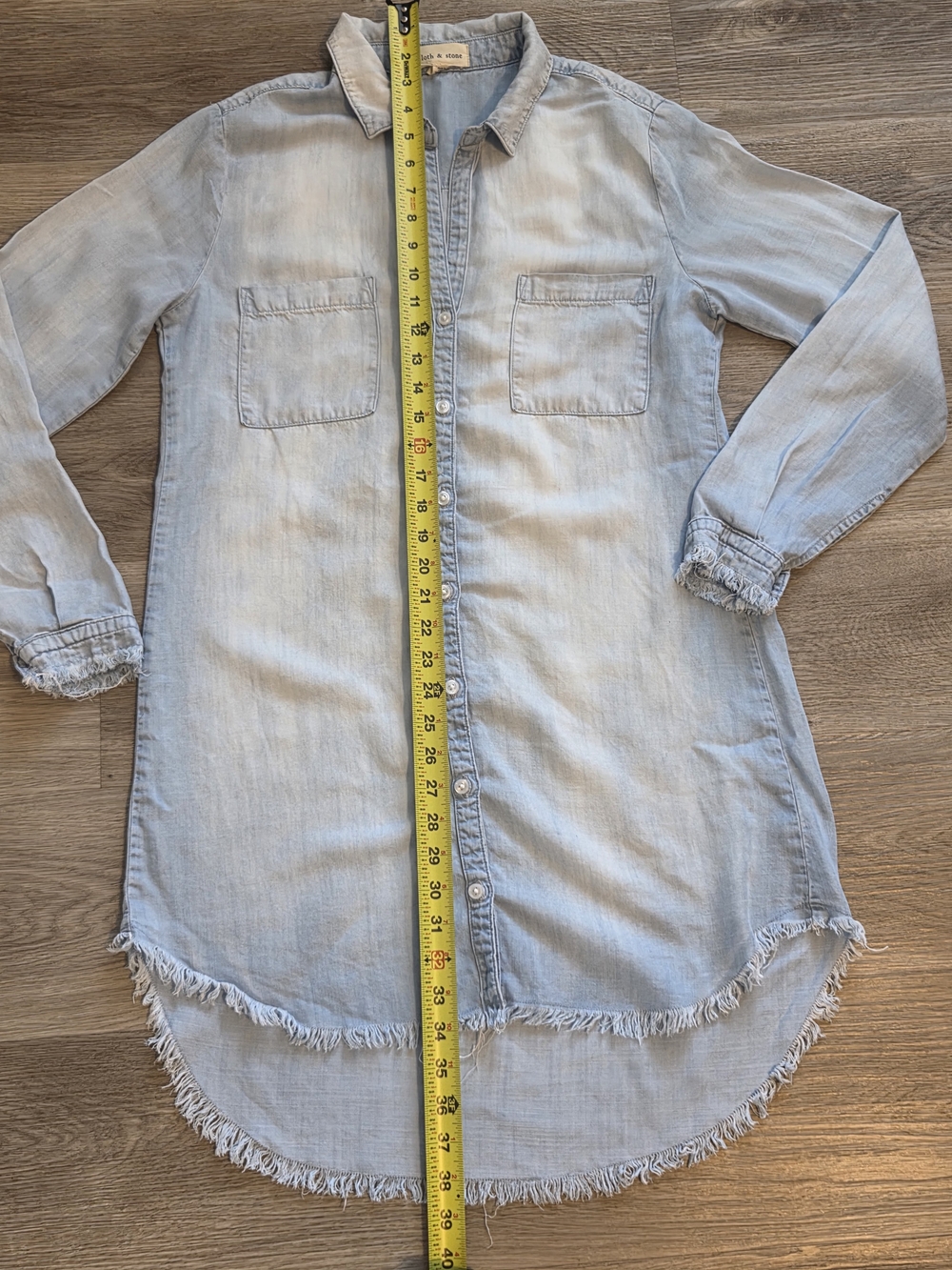 Cloth & Stone Frayed Shirt Dress Size SMALL - Picture 4 of 9